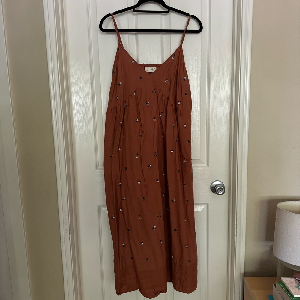Universal Thread Rust Orange Embroidered Spaghetti-Strap Midi Dress XXL - Picture 4 of 6